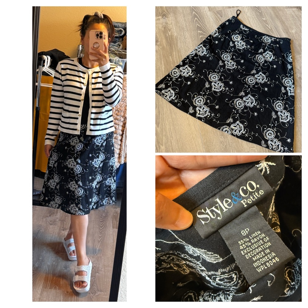 Style & Co. Black A-Line Knee-Length Skirt